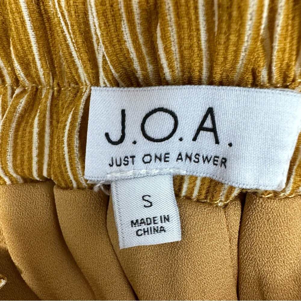 J.O.A. Sz S Just One Answer Wide Leg Cropped Pants Mustard Cream Flowy F… - Picture 7 of 16